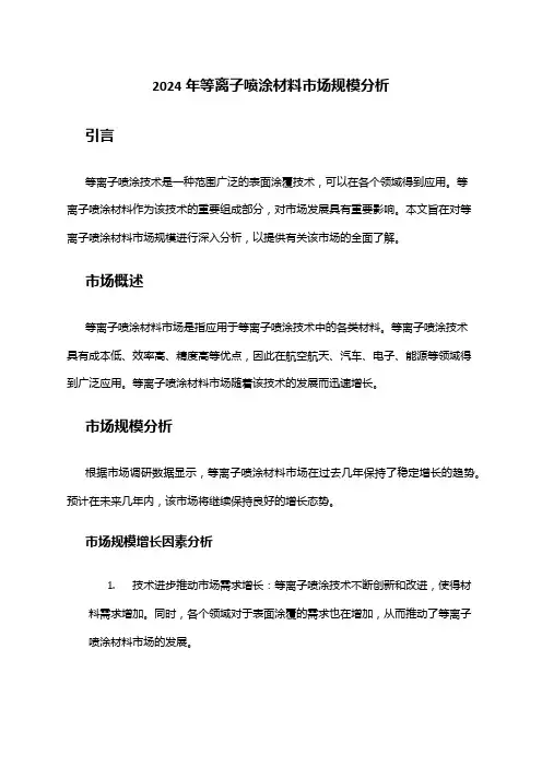 2024年等离子喷涂材料市场规模分析