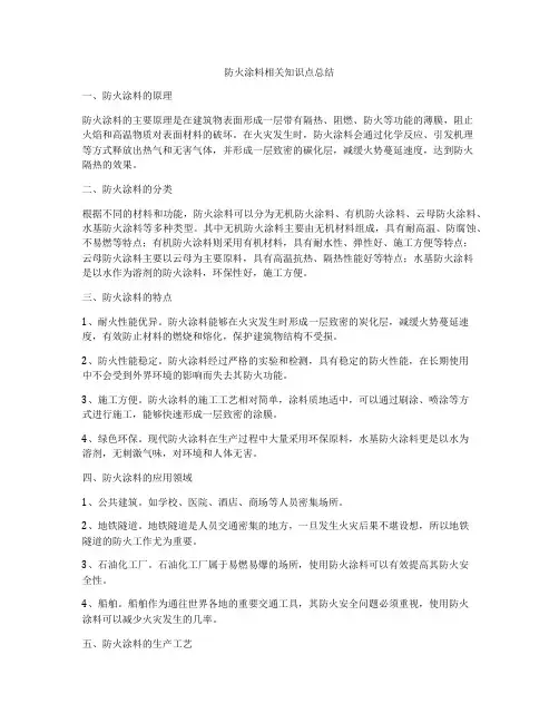 防火涂料相关知识点总结