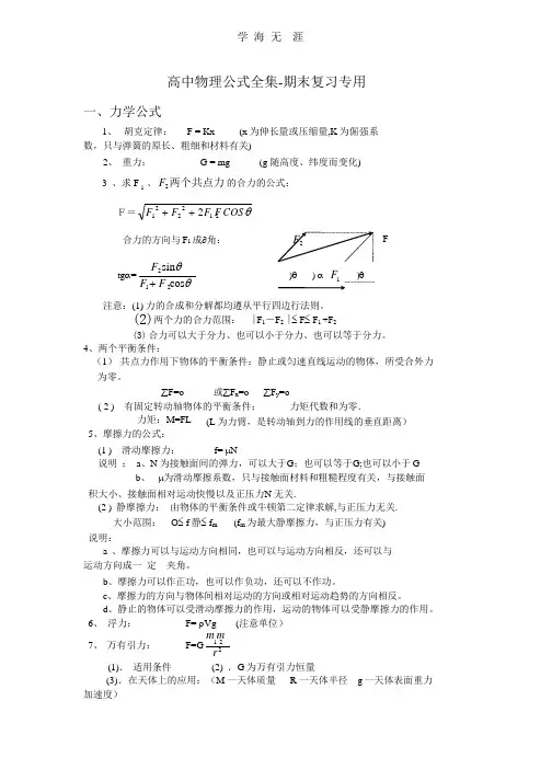 高中物理公式全集(2020年整理).pptx