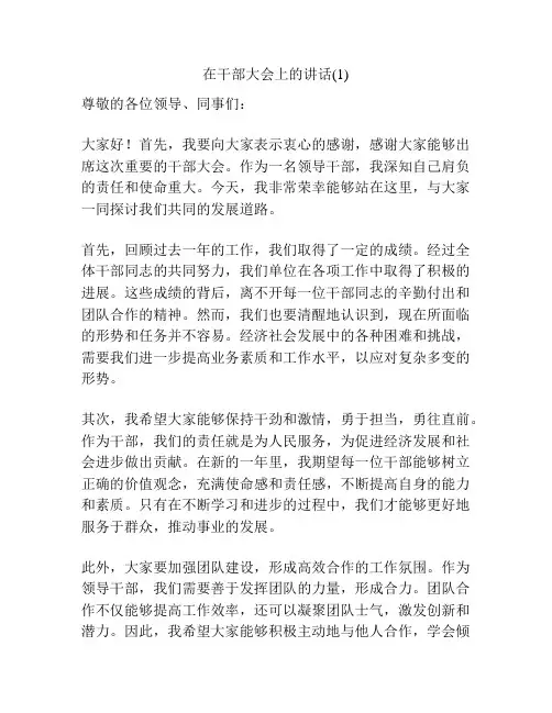 在干部大会上的讲话(1)