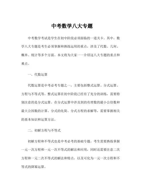 中考数学八大专题
