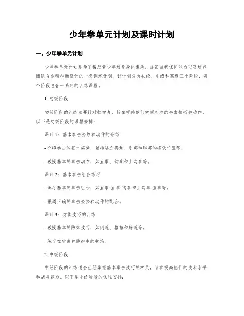 少年拳单元计划及课时计划