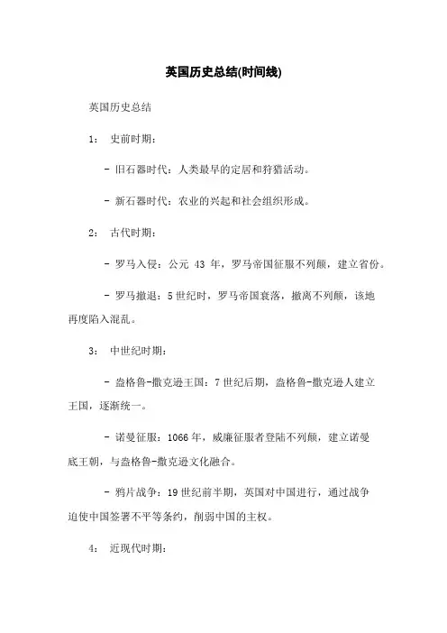 英国历史总结(时间线)