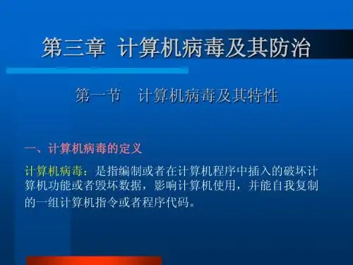 计算机网络安全电子教案(新版)第三章计算机病毒及其防治
