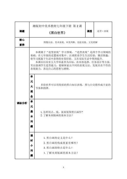 初中美术《黑白世界》教学设计