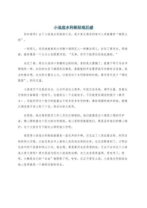 小浪底水利枢纽观后感