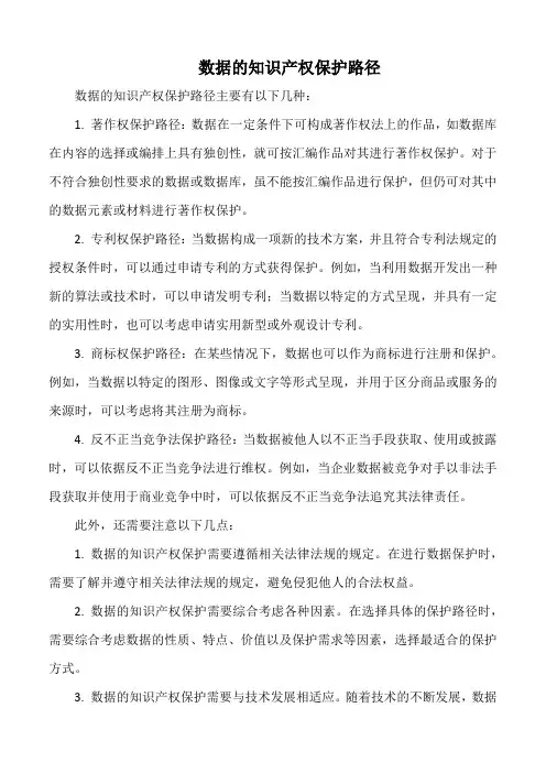 数据的知识产权保护路径