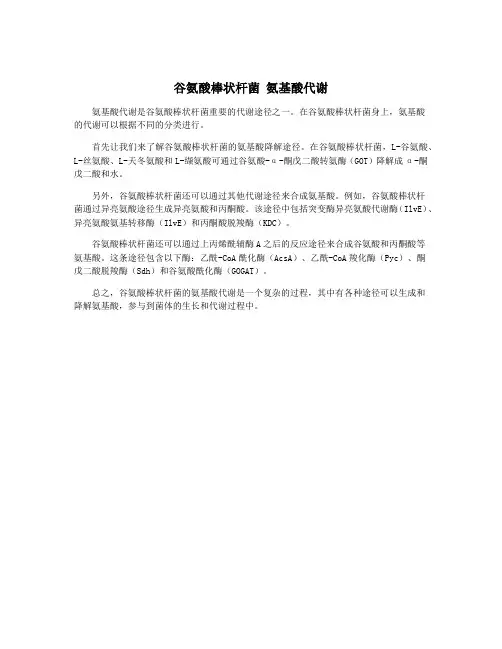 谷氨酸棒状杆菌 氨基酸代谢