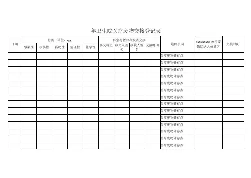 卫生院医疗废物交接登记表