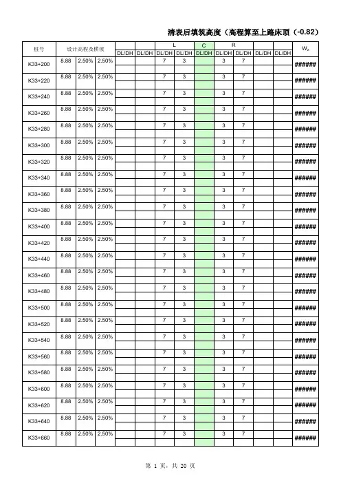 路基填筑计算表(标高算至-0.82)