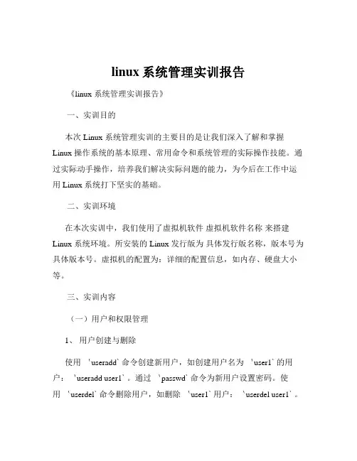 linux系统管理实训报告