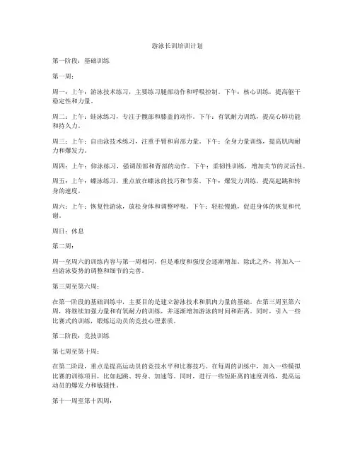游泳长训培训计划