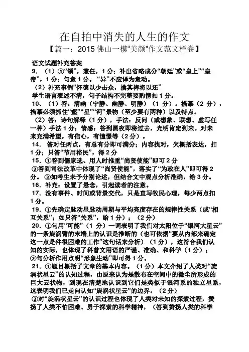 人生作文之在自拍中消失的人生的作文