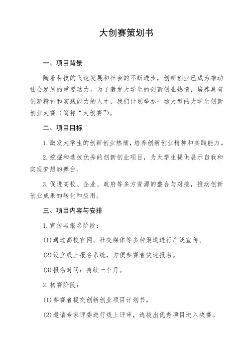 大创赛策划书