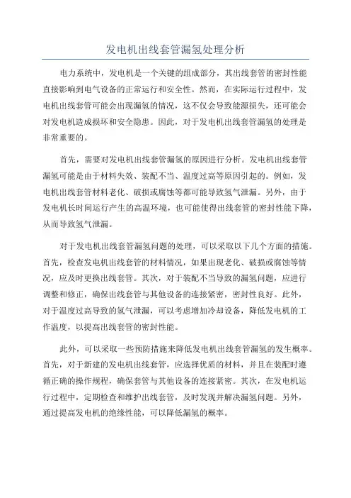 发电机出线套管漏氢处理分析