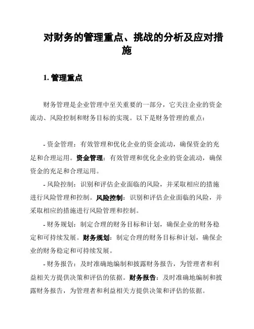 对财务的管理重点、挑战的分析及应对措施