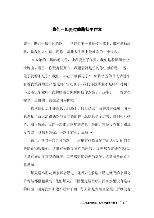 我们一起走过的路初中作文