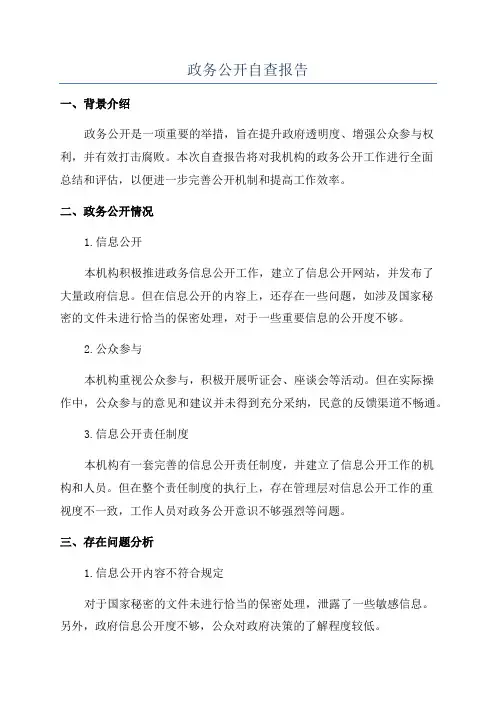 政务公开自查报告