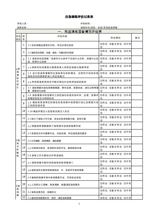 应急演练评估表