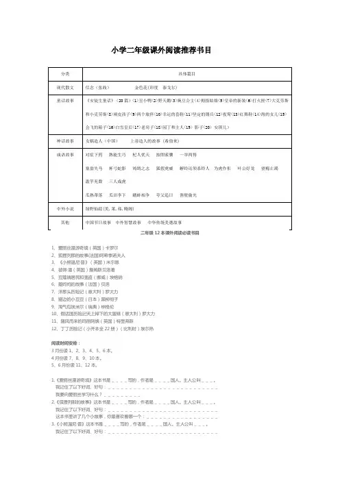 小学二年级课外阅读