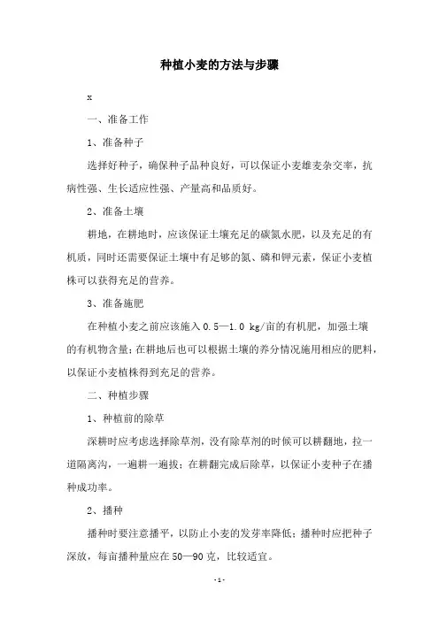 种植小麦的方法与步骤