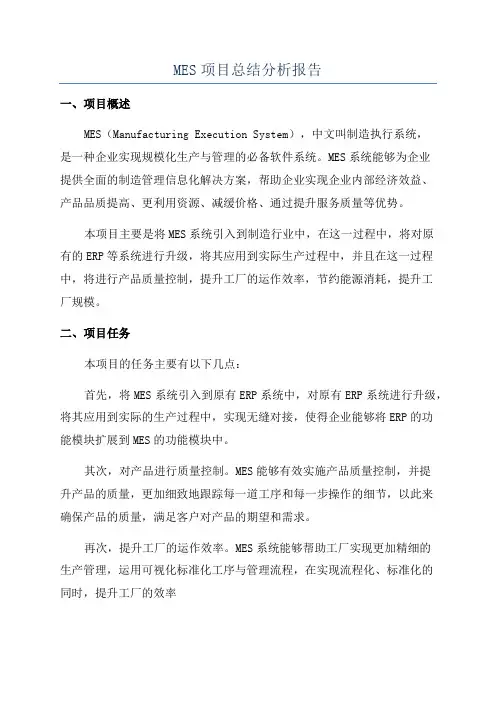 MES项目总结分析报告