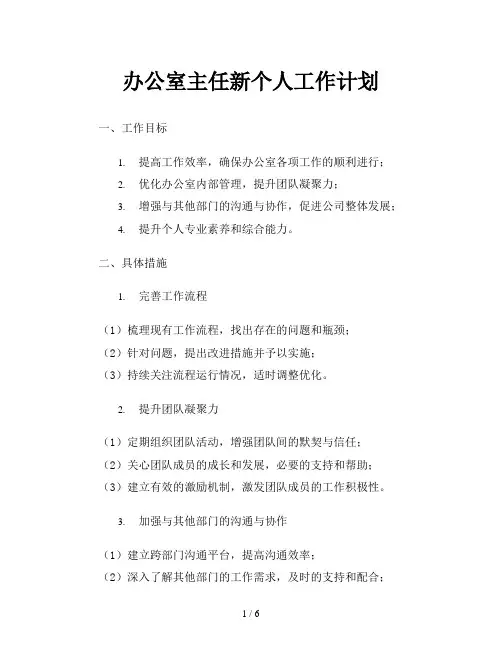 办公室主任新个人工作计划