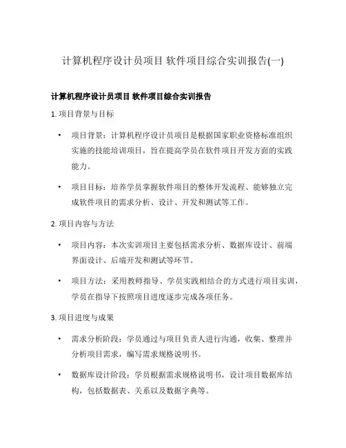 计算机程序设计员项目 软件项目综合实训报告(一)