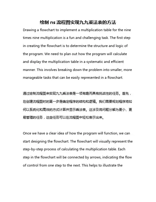 绘制ns流程图实现九九乘法表的方法