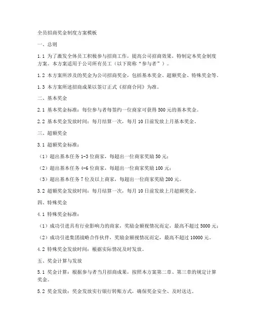 全员招商奖金制度方案模板