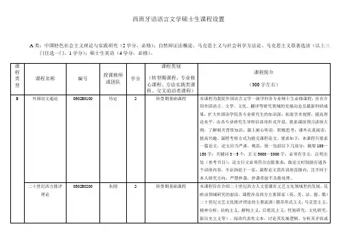 西班牙语语言文学硕士生课程设置