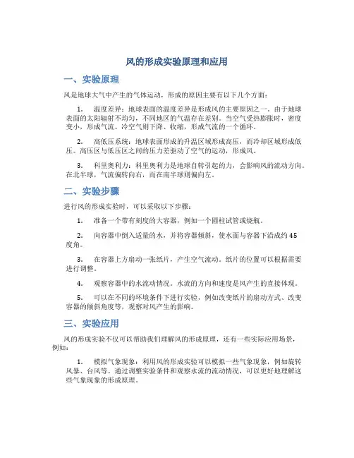 风的形成实验原理和应用