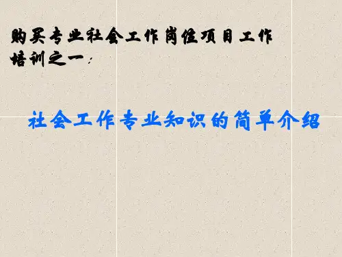 社工培训之一社会工作的简单介绍