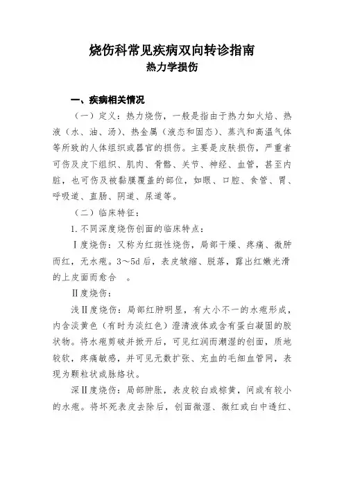 烧伤科常见疾病双向转诊指南  热力学损伤