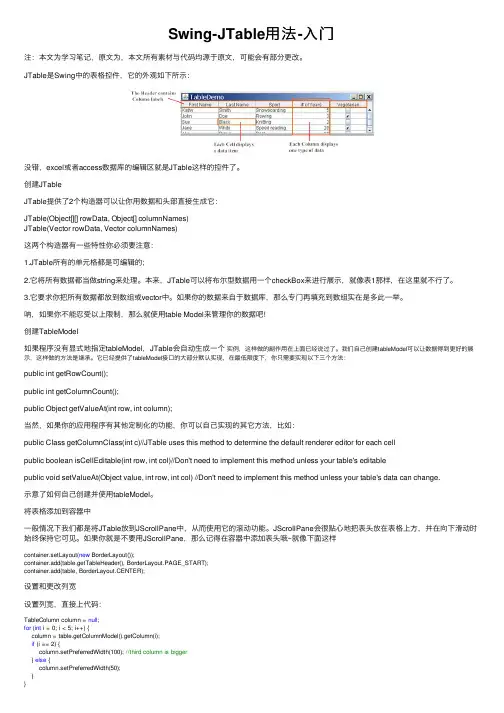 Swing-JTable用法-入门