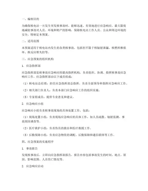 核电站突发核事故应急预案