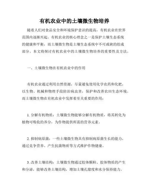 有机农业中的土壤微生物培养