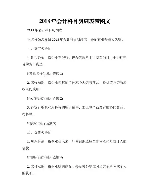 2018年会计科目明细表带图文