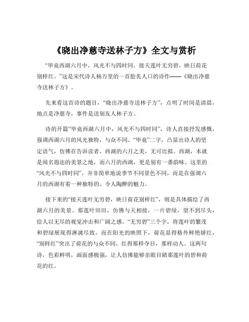 《晓出净慈寺送林子方》全文与赏析