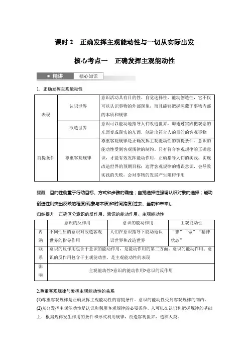 2025年高考政治一轮复习必修4第十八课课时2正确发挥主观能动性与一切从实际出发