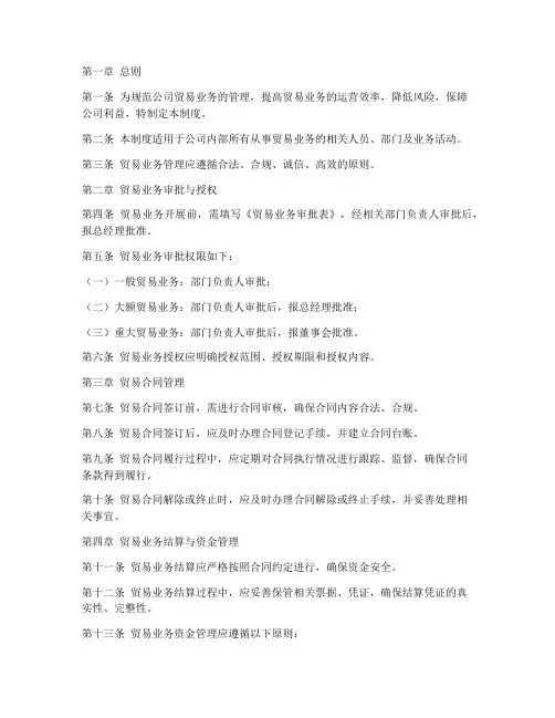 公司贸易业务管理制度模板