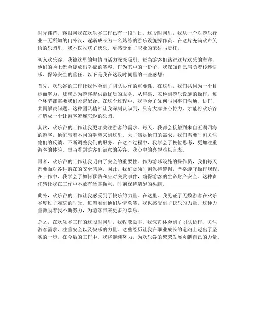 欢乐谷工作感想