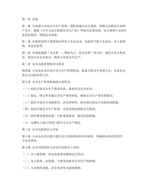 小水电安全风险管理制度