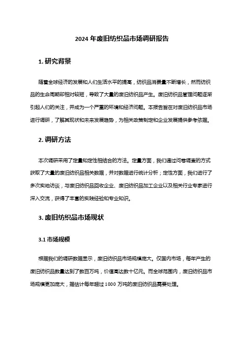 2024年废旧纺织品市场调研报告