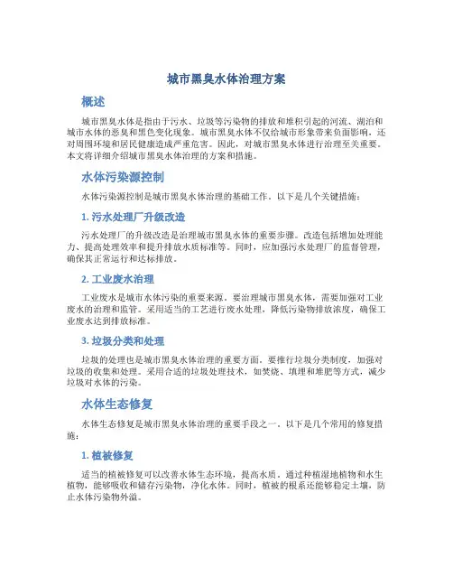 城市黑臭水体治理方案