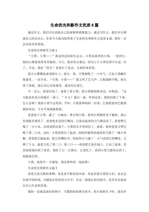 生命的光和影作文优质6篇