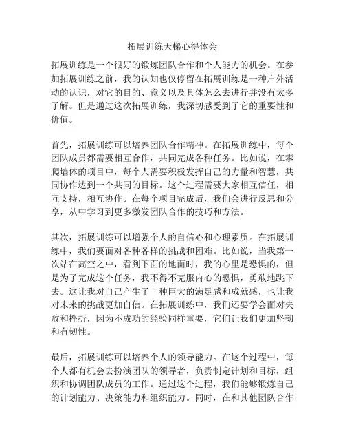 拓展训练天梯心得体会