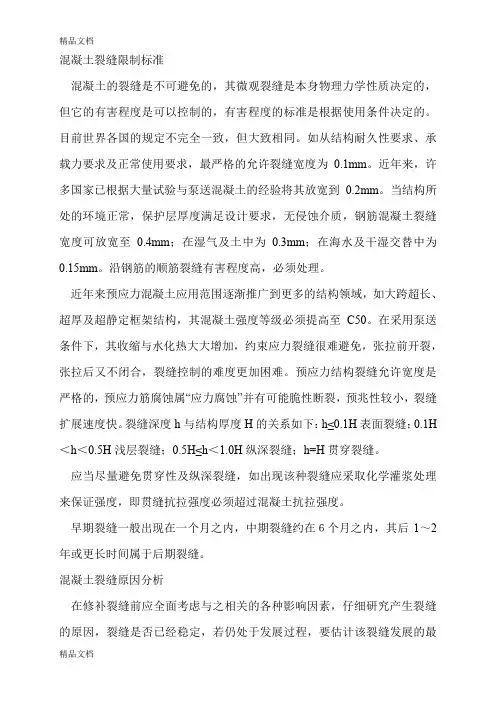 (整理)混凝土裂缝限制标准
