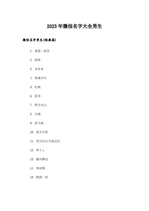 2023年个性_微信名字大全男生