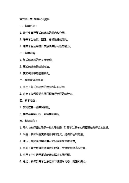 复式统计表  教案设计资料